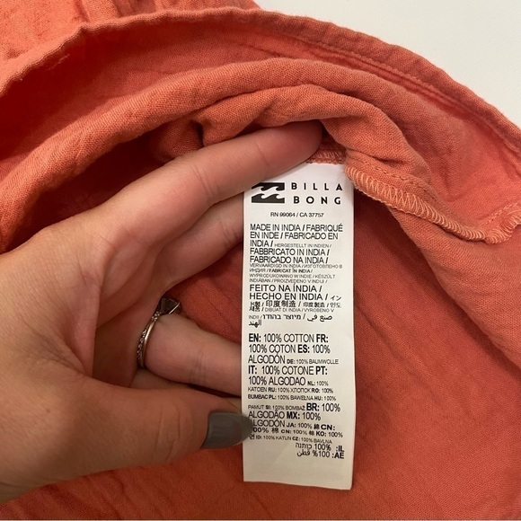 Billabong perfect paradise babydoll dress NWT peach color size medium - Picture 6 of 9